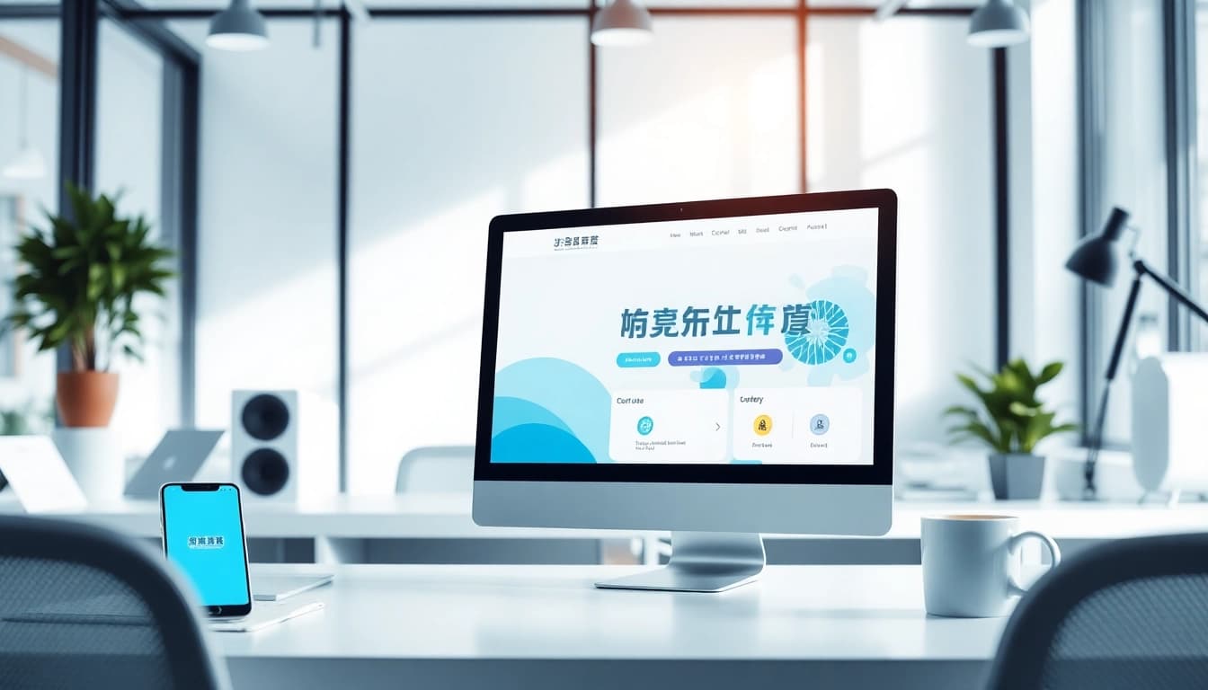 快连官网 interface displayed on a sleek computer in a modern workspace, showcasing user-friendly design.