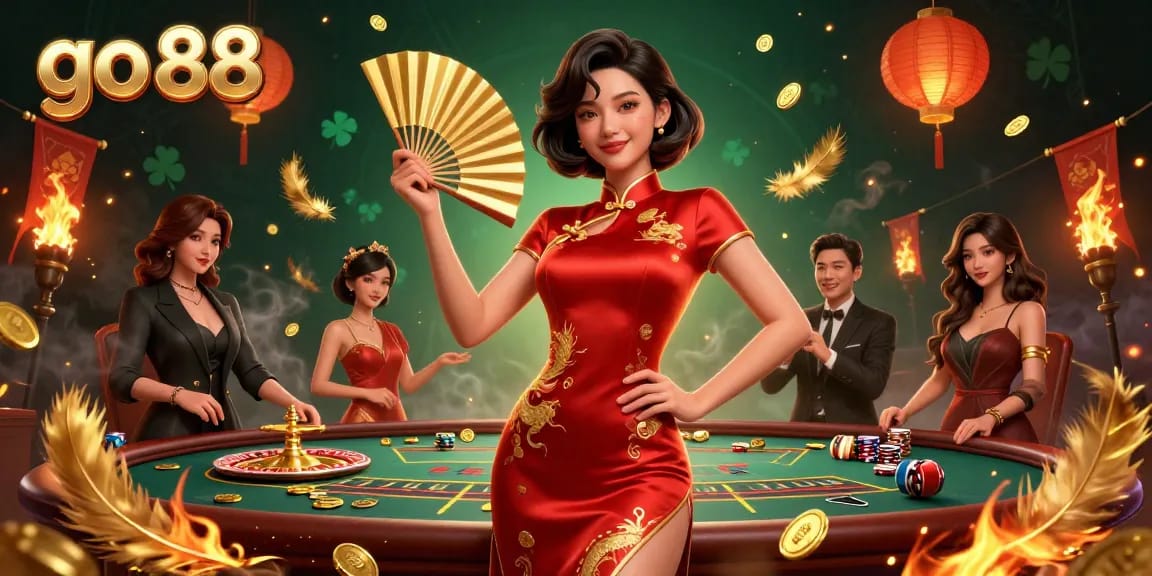 Experience the captivating thrill of go 88 with a stunning casino scene featuring Baccarat tables and live dealers.