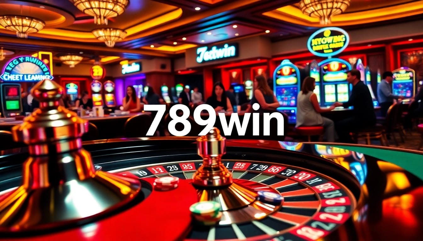 Experience the thrill of winning at 789win with a vibrant casino scene featuring roulette and poker.