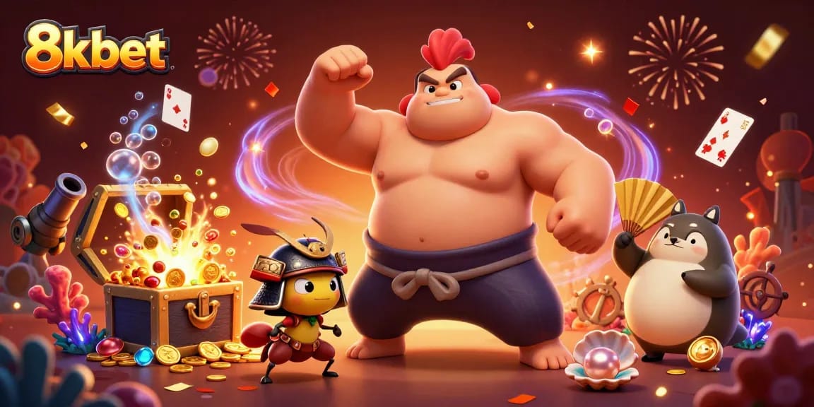 Experience thrilling gameplay with 8kbet through powerful characters in an exciting casino scene.