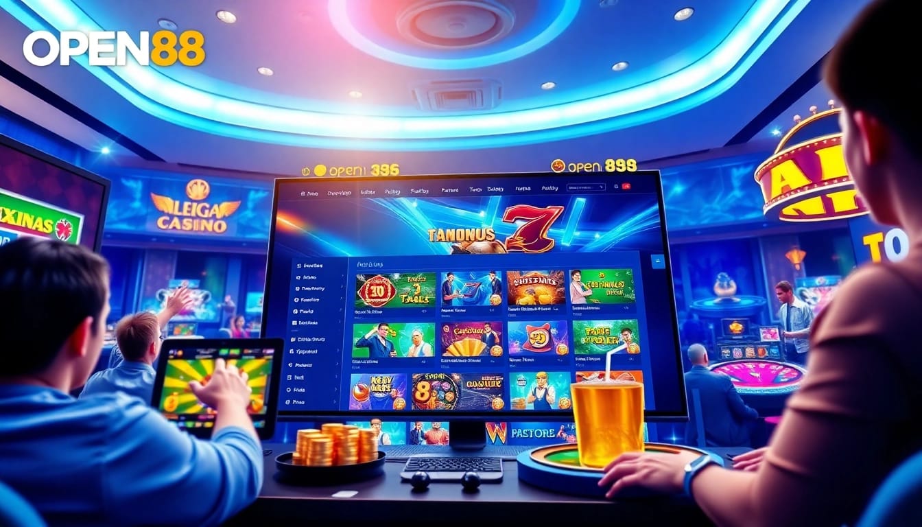 OPEN88 online casino interface with vibrant gaming options, showcasing trust and excitement.