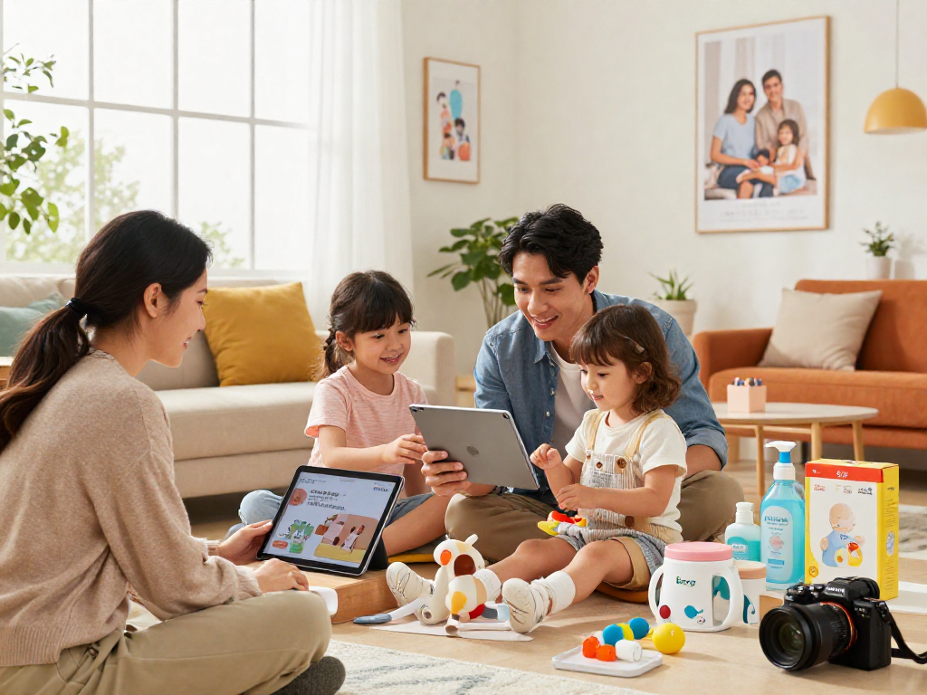 rokok88 online shopping experience with engaged customers exploring baby products and a vibrant atmosphere