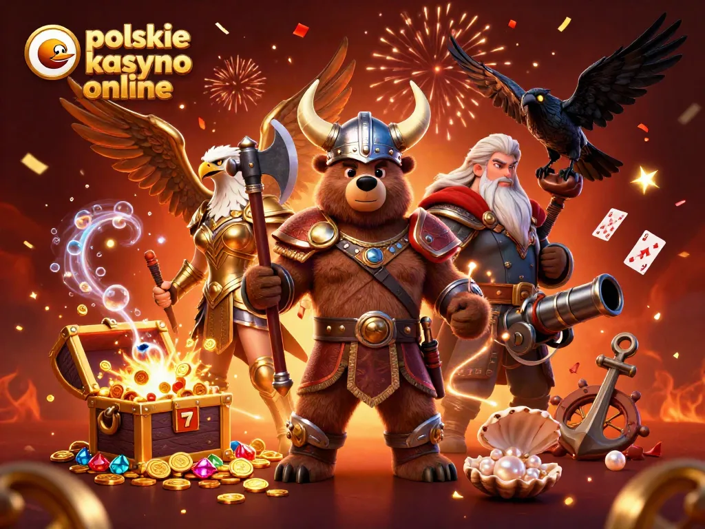 Experience the excitement of polskie kasyno online with a vibrant 3D illustration showcasing dynamic characters and game elements.