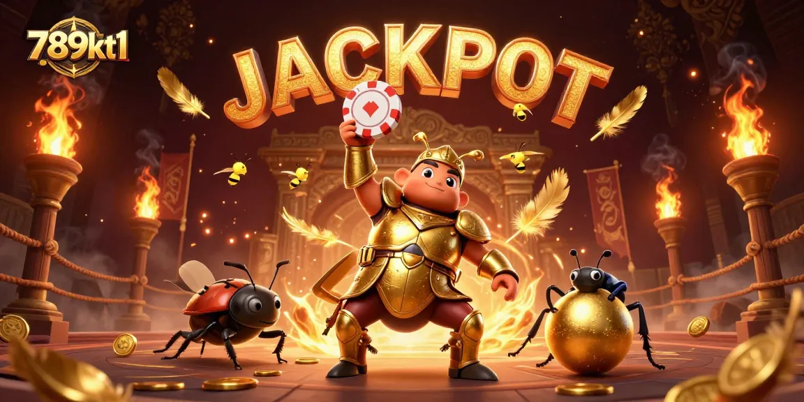 Experience the excitement of 789kt1 with a heroic beetle winning a jackpot amidst dynamic casino elements.