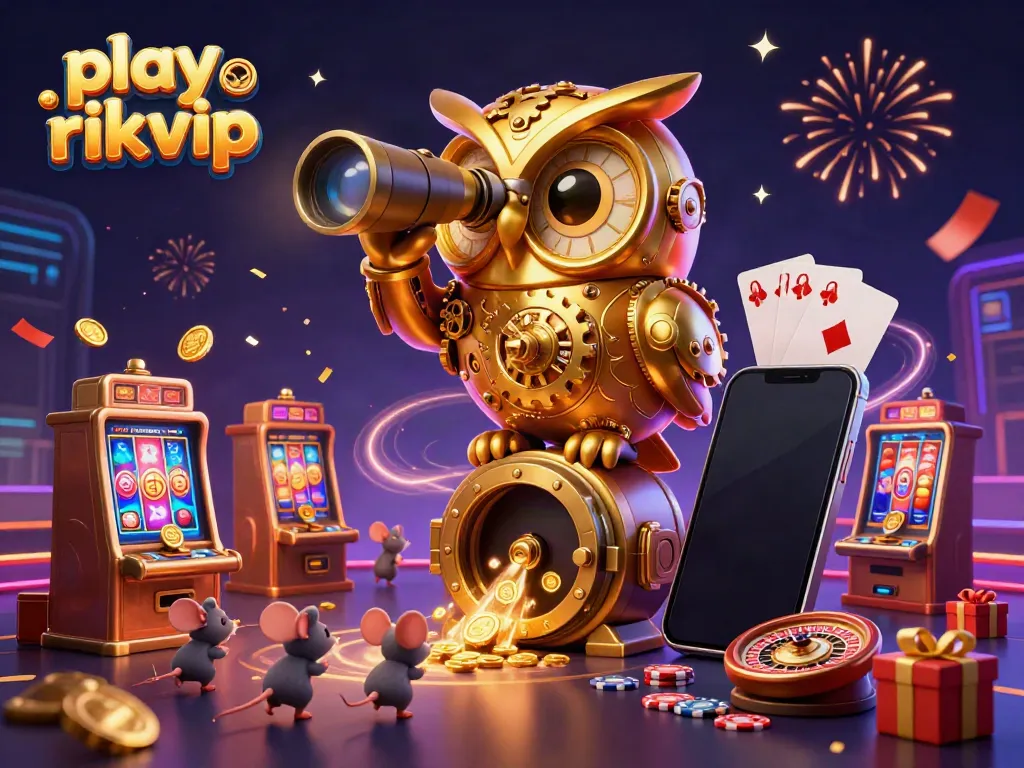 Experience thrilling wins as you play rikvip in a vibrant casino setting with animated characters and game elements.