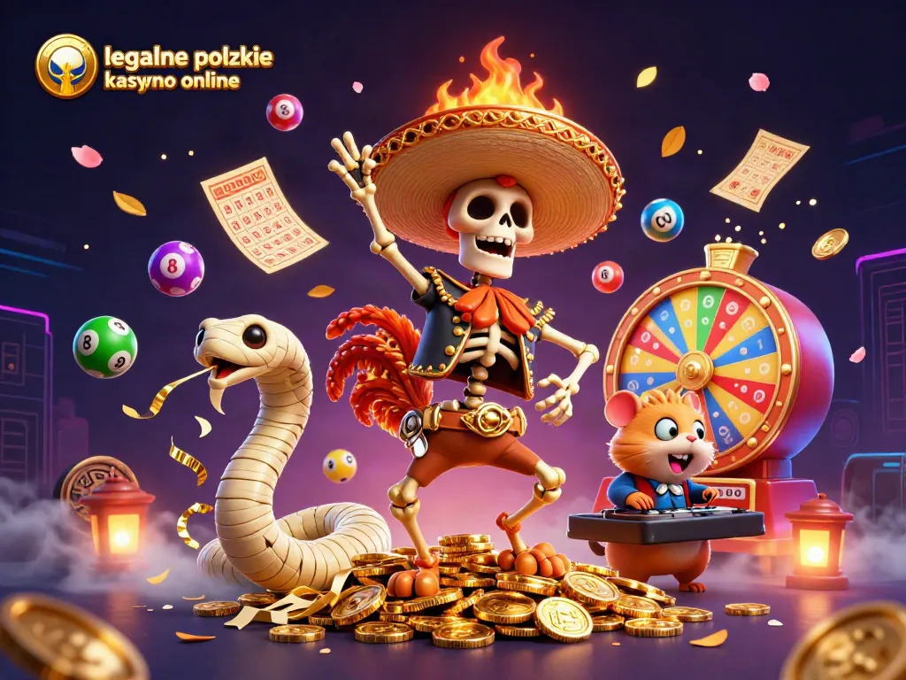 Engage with legalne polskie kasyno online in a dynamic casino scene with vibrant games and colorful elements.