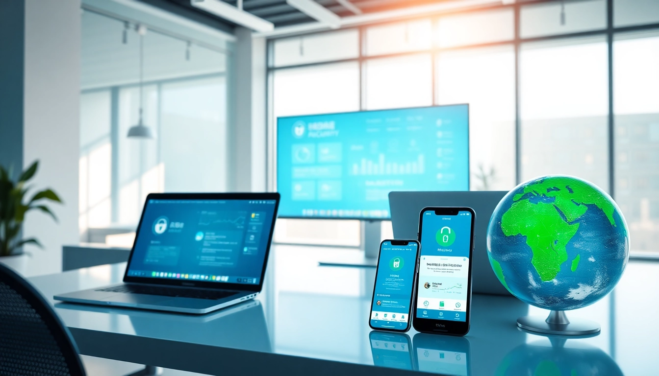 快连官网 interface displayed on modern devices in a bright workspace.