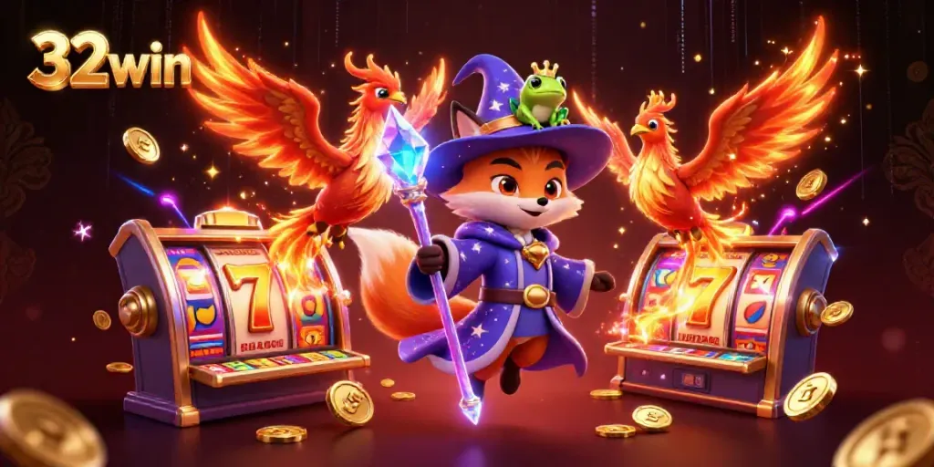 Engage and win with 32win at vibrant slot machines featuring mystical characters and golden sparkles.