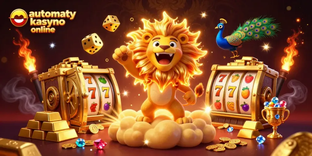 Engage in automaty kasyno online gaming with vibrant slot symbols and golden treasures.