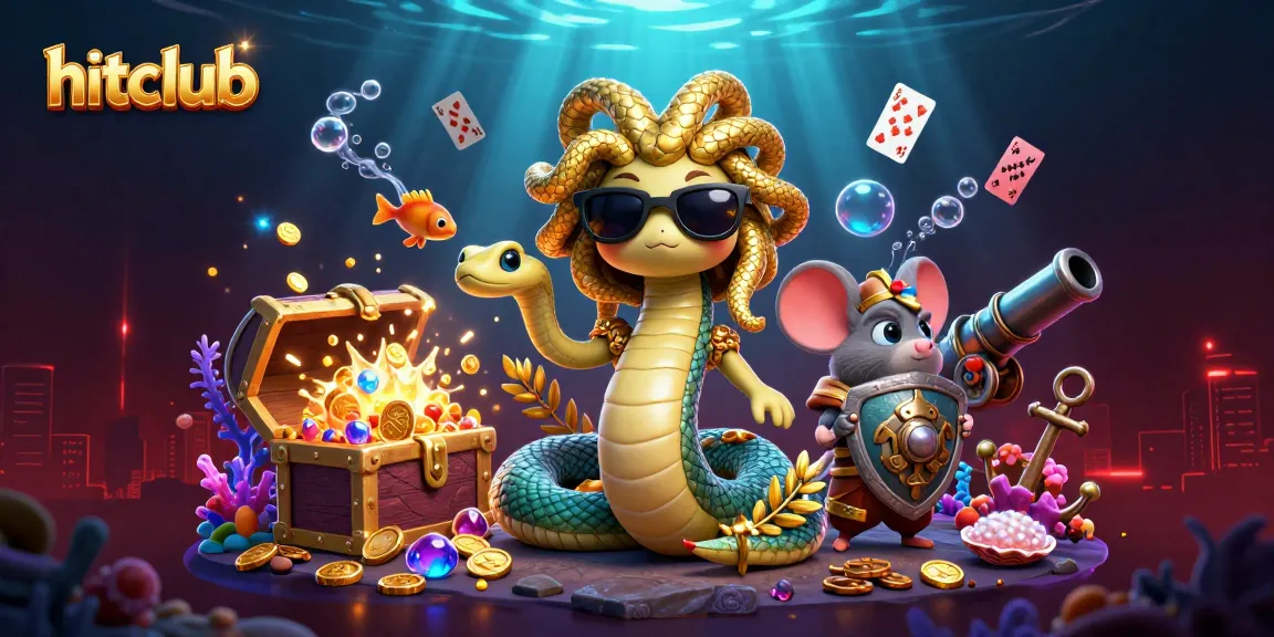 Experience hitclub's thrilling gaming adventure with Medusa and a warrior mouse in a vibrant underwater scene.