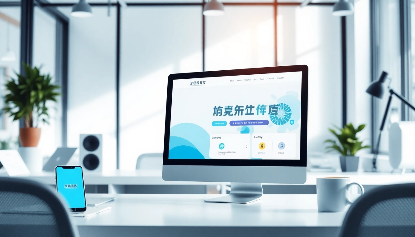 快连官网 interface displayed on a sleek computer in a modern workspace, showcasing user-friendly design.