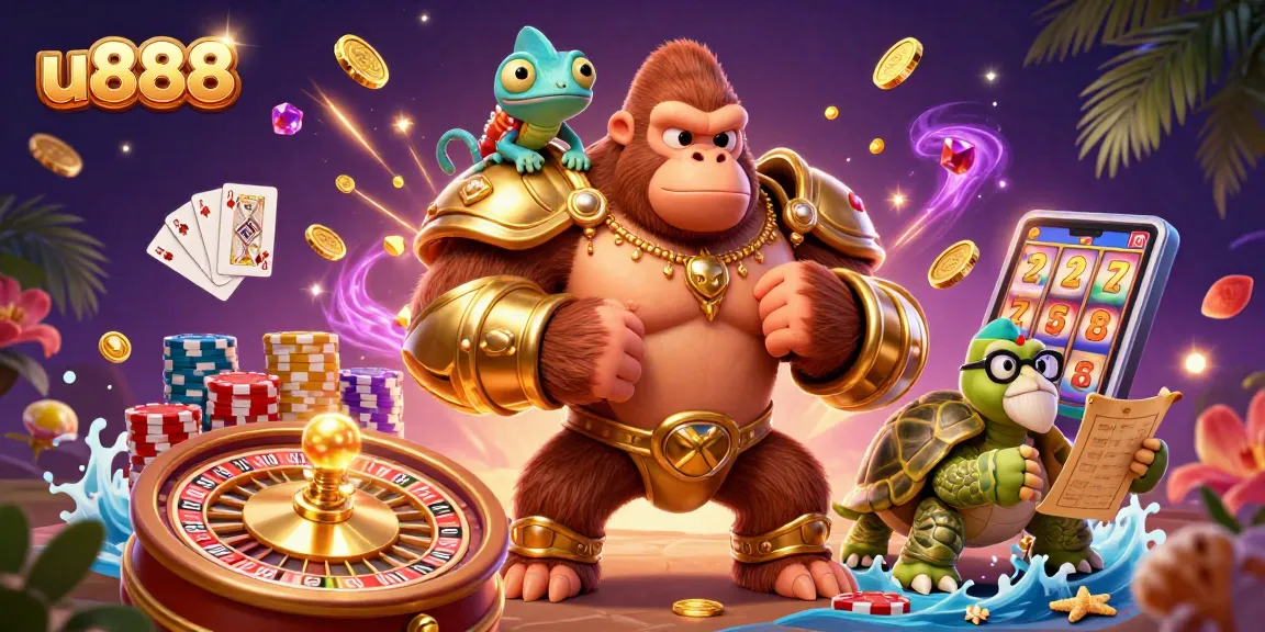 Experience the thrill of winning at u888 with vibrant 3D characters and dynamic casino elements.