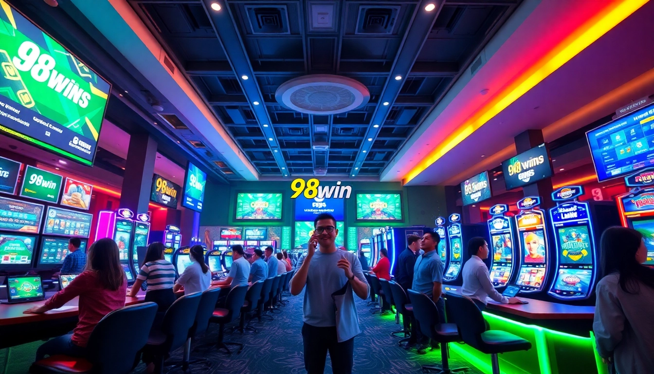 Experience the excitement of online gaming at 98win with vibrant casino visuals.