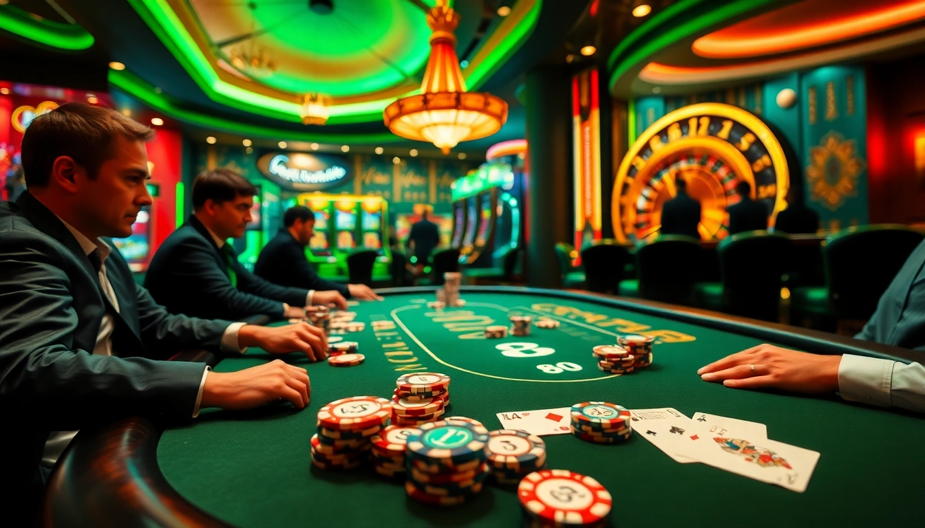Experience the thrill of CM88 at a high-stakes poker table with vibrant casino elements.