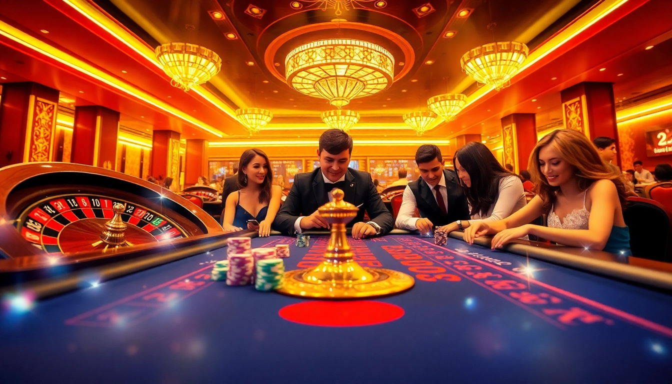 Experience the excitement of gambling at 23win with vibrant poker chips and roulette wheels.