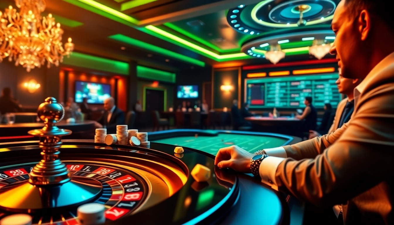 Experience thrilling gameplay at 123ga with vibrant casino elements like poker chips and roulette wheels.