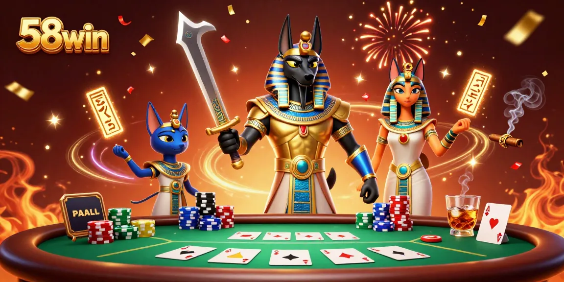 Engage with thrilling poker action at 58win featuring ancient Egyptian warriors and dynamic game elements.