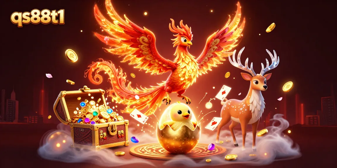 Engage with the excitement of qs88t1 through immersive gaming elements like phoenix, treasures, and casino symbols.