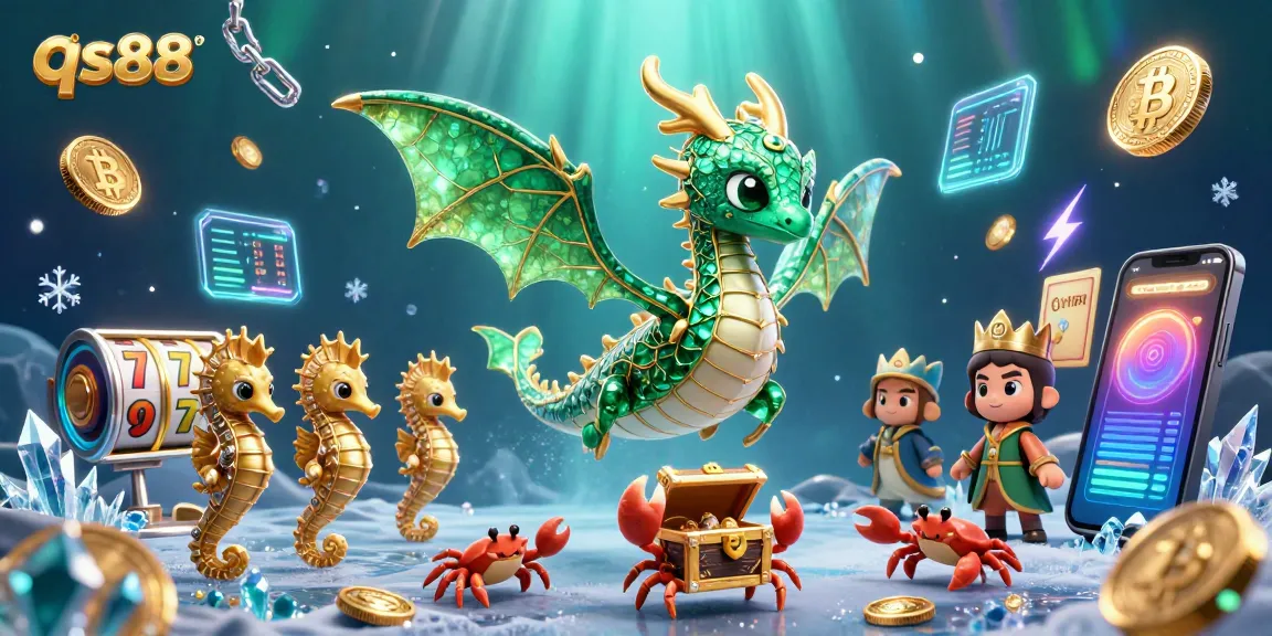 Experience thrilling gambling at qs88 with vibrant underwater casino elements and crypto coins.