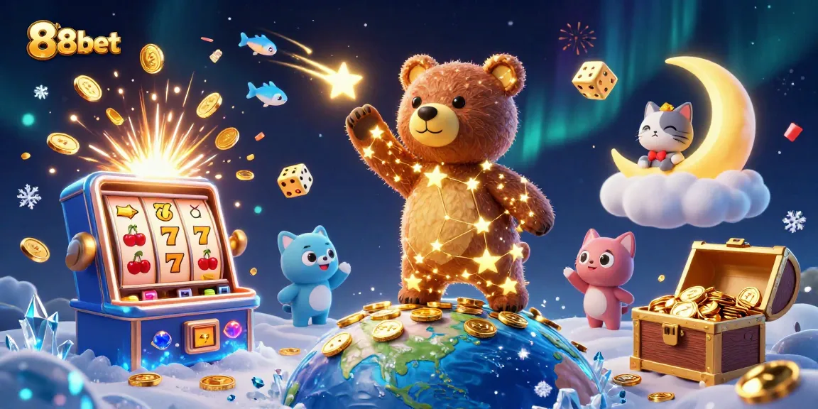 Engage with 88bet's thrilling slot adventures featuring dynamic constellations and jackpot imagery.
