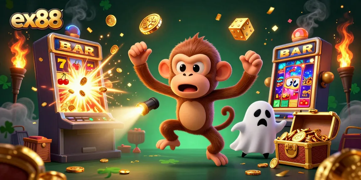 Experience the thrilling world of ex88 as the mischievous monkey juggles golden marvels in a haunted casino.