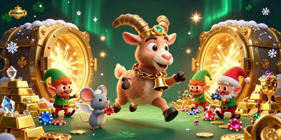 PHTAYA-1 spins excitement with an engaging scene of casino mayhem featuring 3D characters amidst gems and treasures.