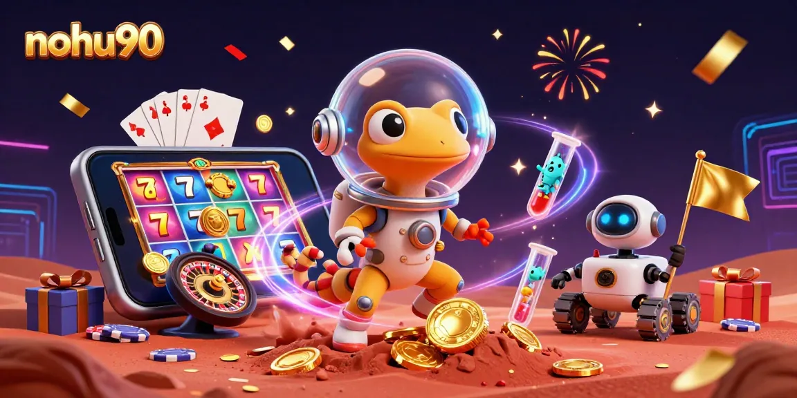 Nohu90 offers thrilling slot game adventures with vibrant characters and dynamic casino elements.