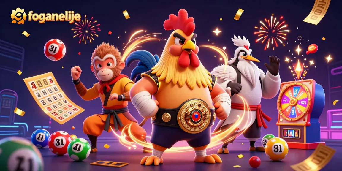 Engage in thrilling chances at foganelije with colorful lottery elements and animated characters.