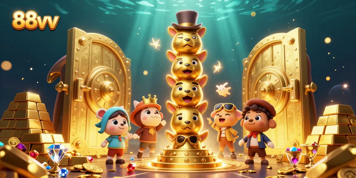 Engage with the vibrant 88vv casino world, showcasing animated totem poles and treasure elements.