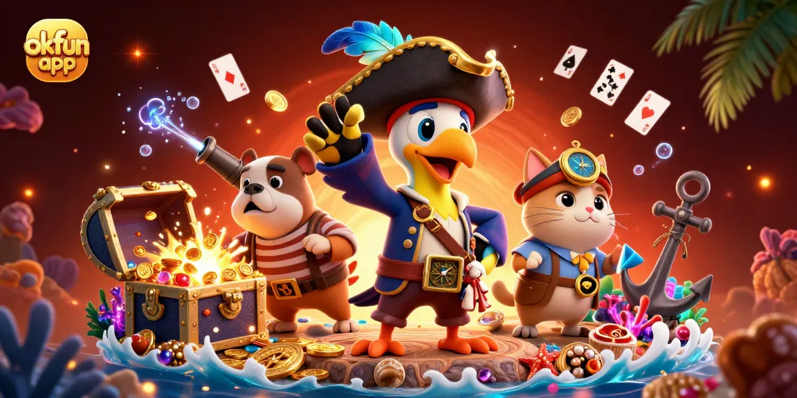 Experience thrilling wins with the okfun app in this vibrant casino adventure scene.