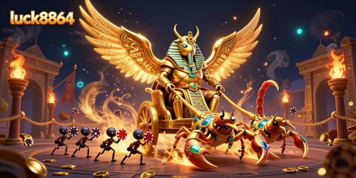 Engage with luck8864's vibrant casino experience featuring golden elements and dynamic gaming scenes.