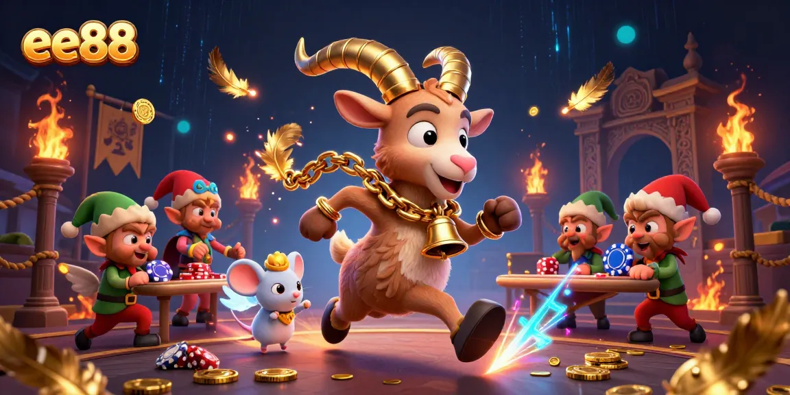 Play casino games at ee88 with a Krampus goat, angel mouse, and mischievous gremlins.