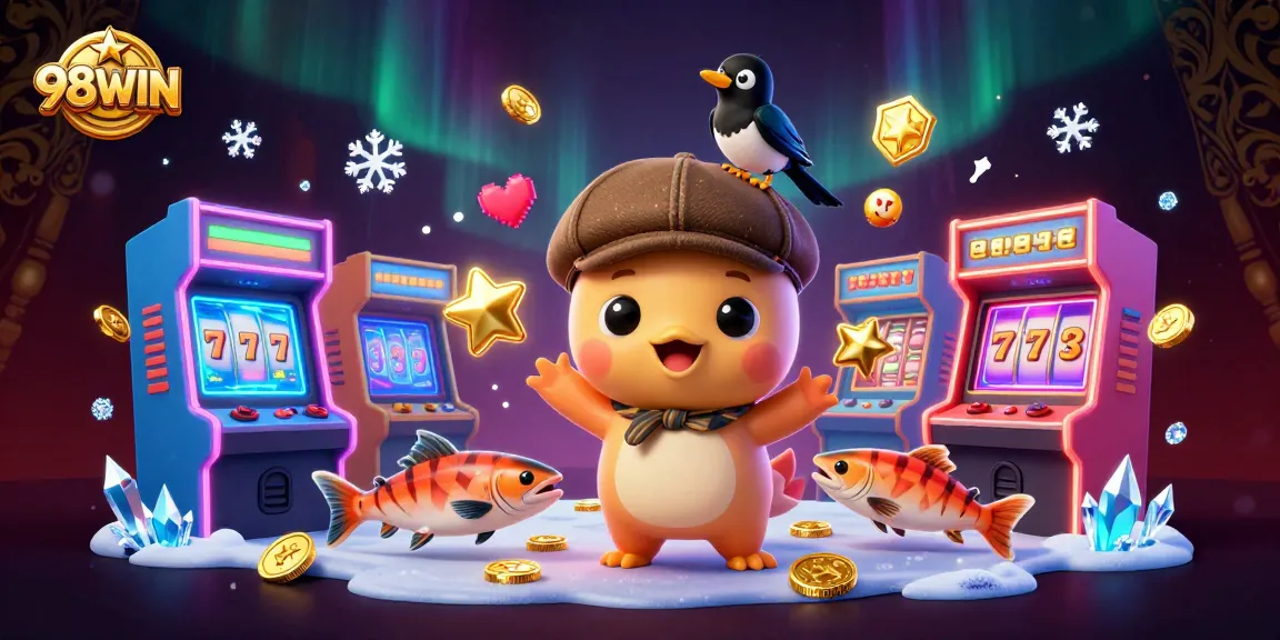 Engage with 98WIN's vibrant gaming scene featuring dynamic 3D characters and fun slot themes.