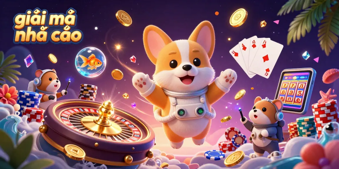 Engage with giải mã nhà cái insights as 3D cartoon characters play in a vibrant space casino.