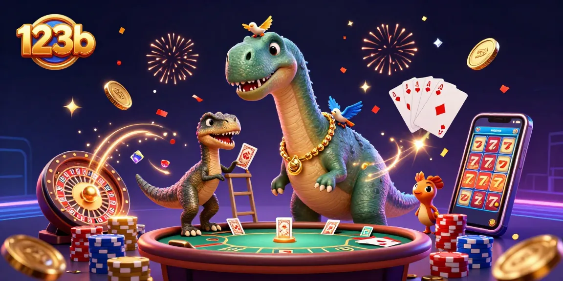 Engage in exciting gaming adventures at 123b with a vibrant 3D casino scene filled with fun.